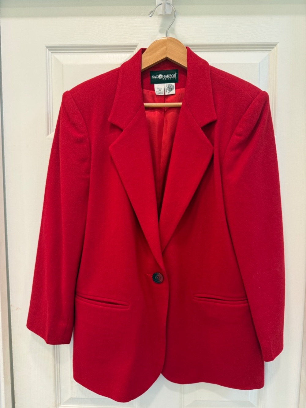 100% Wool Sag Harbor red blazer jacket lined 10 petite